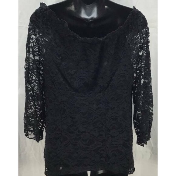 INC International Concepts Top Petite Large Lined Scoop Nec Black Lace 1272 - Picture 3 of 5